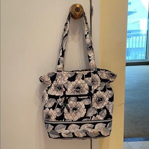 Floral Black and White Tote Bag